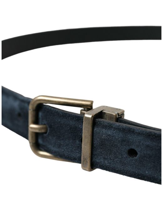 Dolce & Gabbana Blue Elegant Suede Calf Leather Belt for men