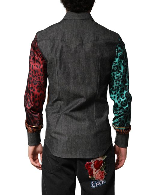 Dolce & Gabbana Red Tiger Leopard Print Silk Shirt Co+02+Se for men