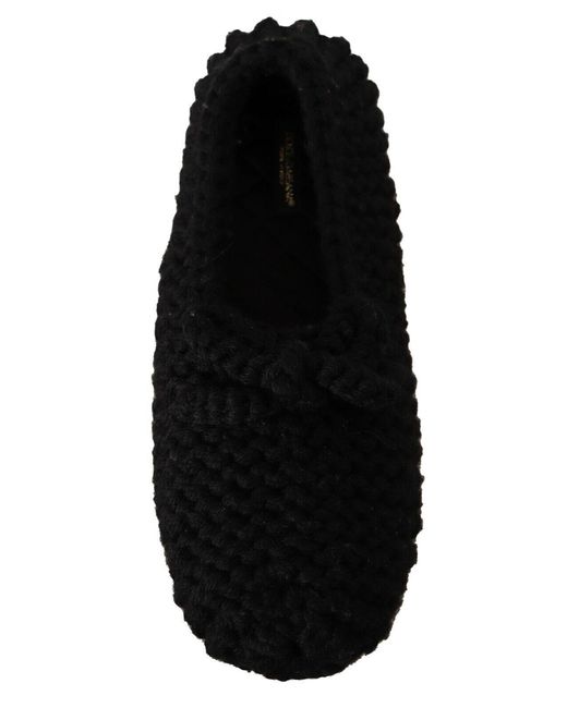 Dolce & Gabbana Black Elegant Wool Knit Ballet Flats