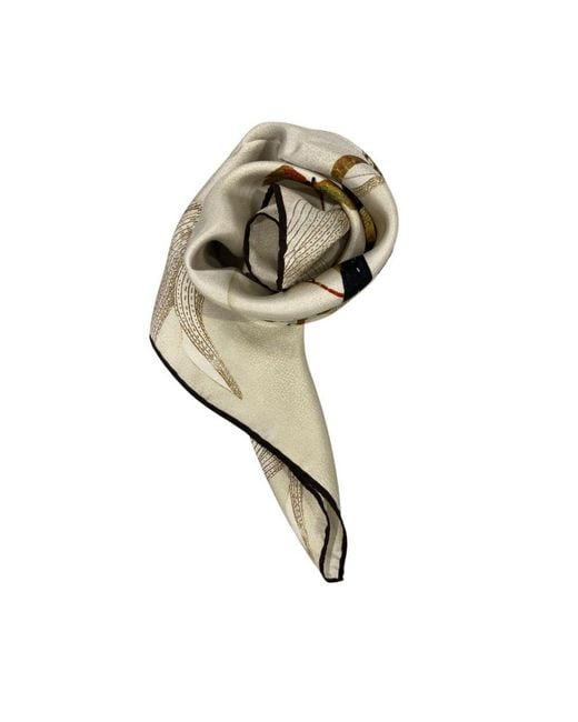 Borbonese Metallic Beige Silk Scarf