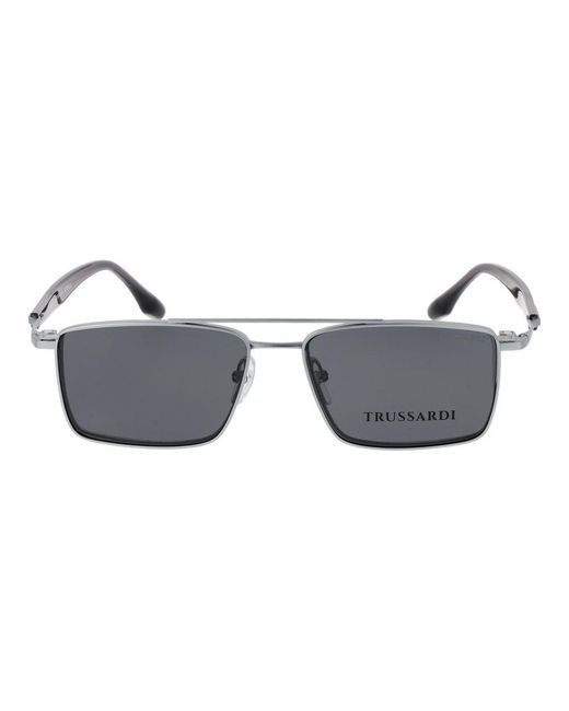 Trussardi Brown Silver Titanium Glasses (frames) for men