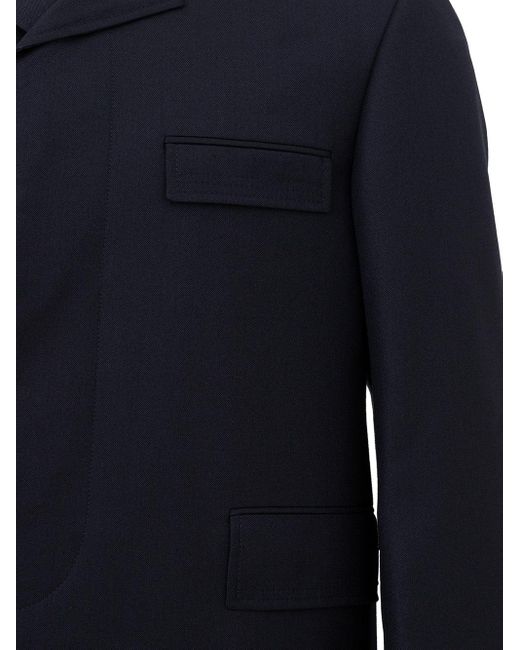 Thom Browne Chesterfield Overcoat Blue for men