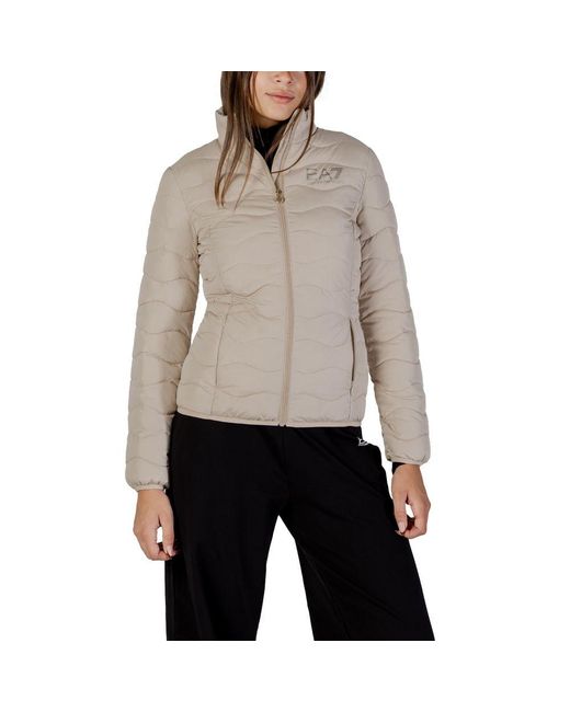 EA7 Gray Beige Polyester Bomber