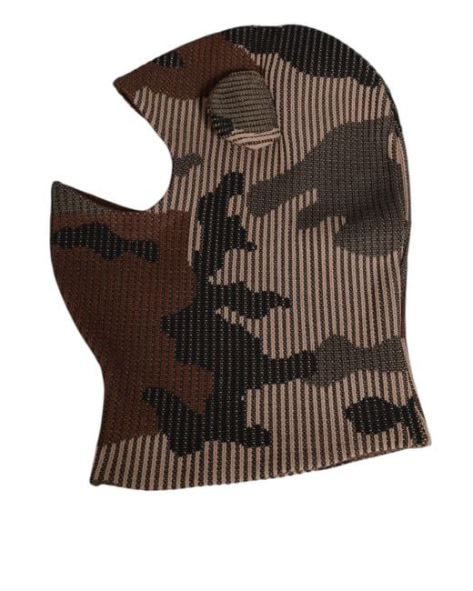 Dolce & Gabbana Brown Camouflage Balaclava Mask Cap Hat for men