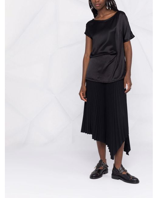 Ann Demeulemeester Black Asymmetrical Silk Blouse