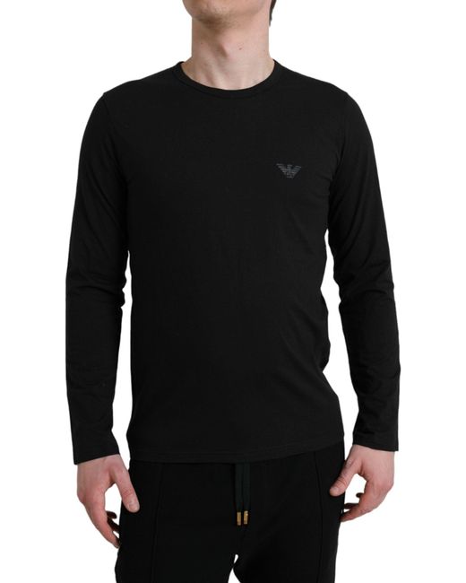 Emporio Armani Black Logo Long Sleeves Underwear Pullover Sweater for men