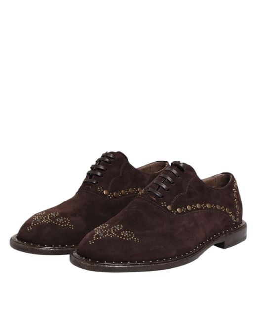 Dolce & Gabbana Brown Velvet Lace Up Oxford Dress Shoes for men