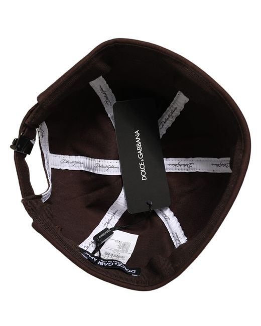 Dolce & Gabbana Black Men Brown Cotton Docker Capello Brimless Hat for men