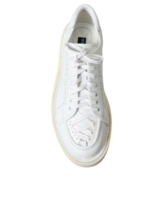 Dolce & Gabbana White Leather Low Top Oxford Sneakers Shoes for men