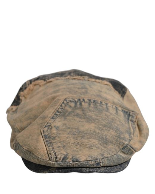 Dolce & Gabbana Black Brown Cotton Denim Newsboy Capello Cabbie Hat for men