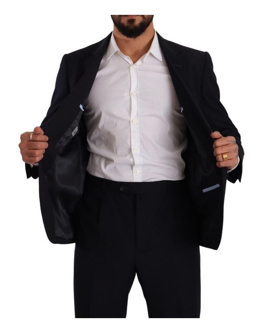 Domenico Tagliente Black Polyester Single Breasted Formal Suit for men