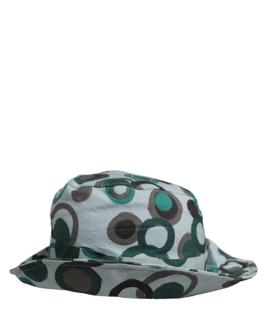 Dolce & Gabbana Green Teal Cotton Big Polka Dot Pattern Bucket Hat