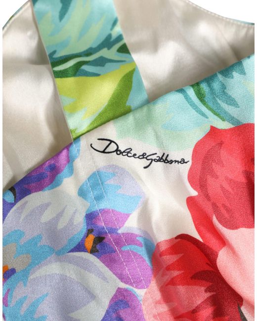 Dolce & Gabbana Pink Floral Print Silk Cropped Bustier Top