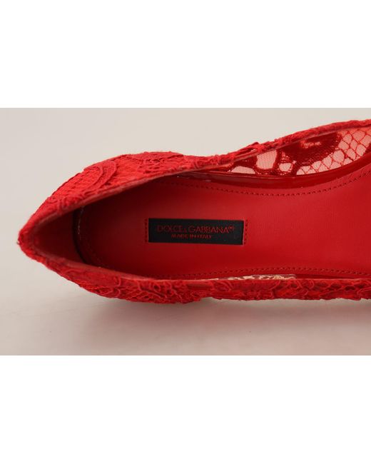 Dolce & Gabbana Red Crystal-Embellished Flats
