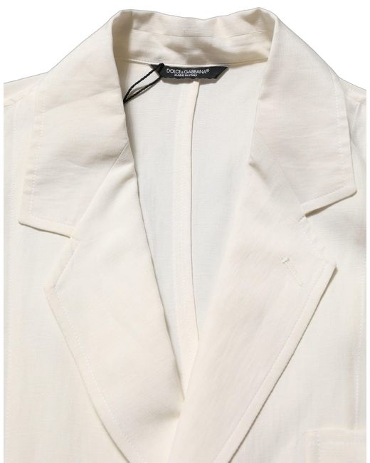 Dolce & Gabbana Natural Off White Flax Single Breasted Blazer Jacket for men