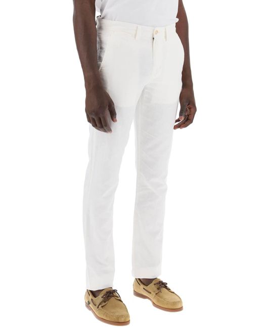 Polo Ralph Lauren White Lightweight Linen And Cotton Trousers for men