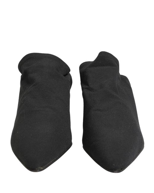 Dolce & Gabbana Black Suede Heel Mule Shoes