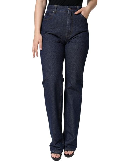 Dolce & Gabbana Blue Dark Cotton Stretch Straight Denim Jeans
