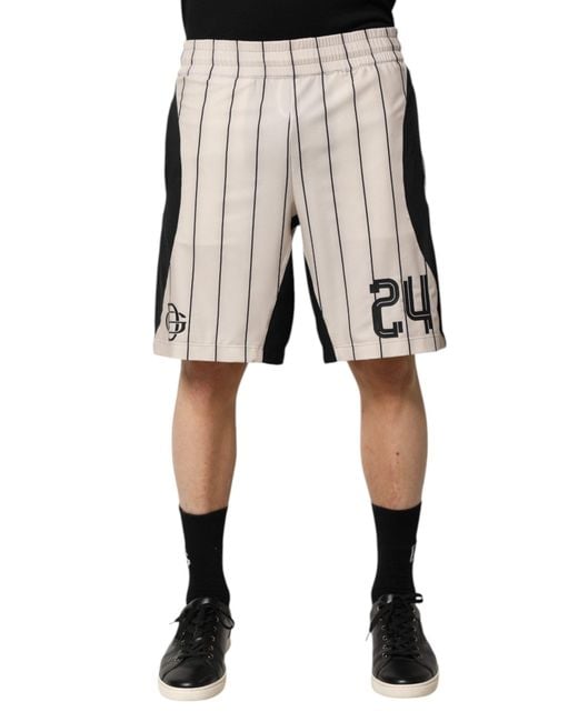 Dolce & Gabbana Natural Striped Numbered Shorts for men