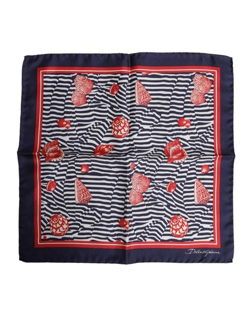 Dolce & Gabbana Red Multicolor Seashells Square Men Foulard Scarf for men
