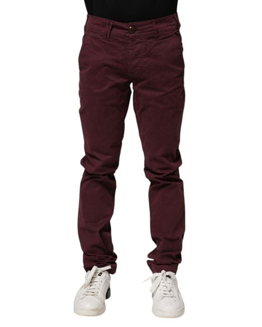 CYCLE Red Maroon Cotton Stretch Skinny Fit Men Denim Jeans for men