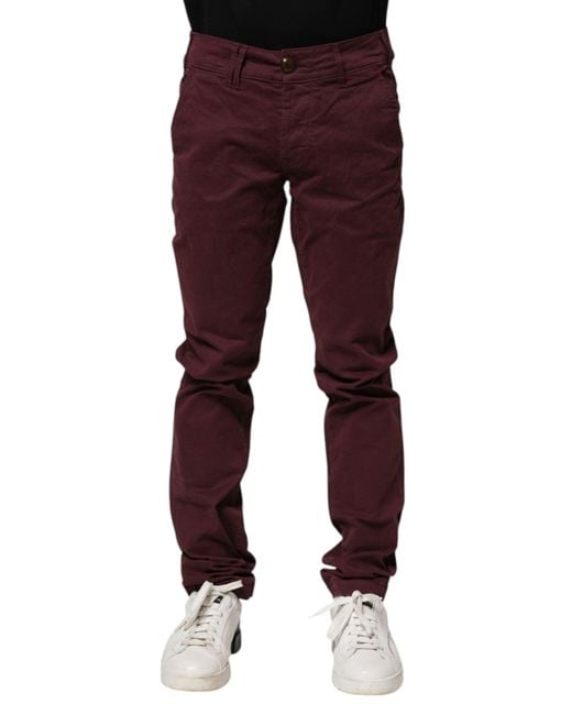 CYCLE Red Maroon Cotton Stretch Skinny Fit Men Denim Jeans for men
