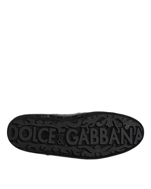 Dolce & Gabbana Black Exotic Leather Low Top Sneakers Shoes for men