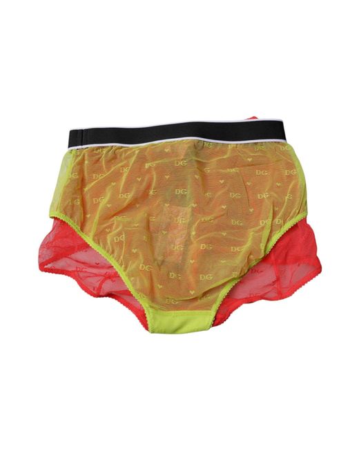 Dolce & Gabbana Red Tulle Mid Waist Panty Underwear