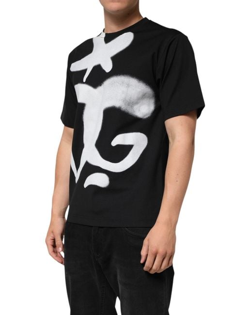 Dolce & Gabbana Black Graphic Print Tee for men