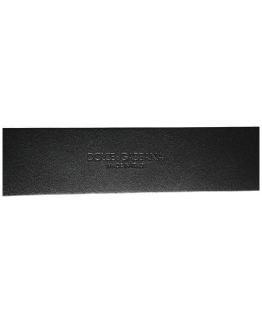 Dolce & Gabbana Black Pebbled Texture Leather Buckle Belt for men