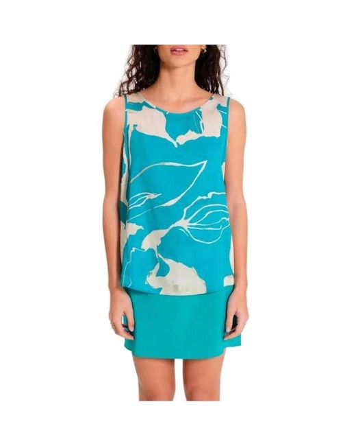 Rinascimento Blue Turquoise Polyester Blouse