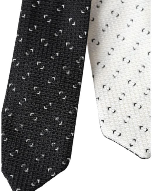 Dolce & Gabbana Black Patterned Adjustable Tie for men