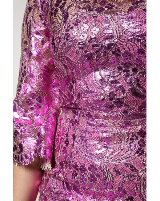 Dolce & Gabbana Purple Metallic Fuchsia Floral Sheath Mini Dress for men