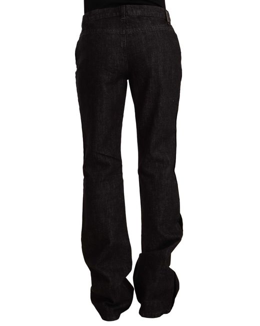 Gianfranco Ferré Black Gf Ferre Mid Waist Cotton Denim Straight Boot Cut Jeans