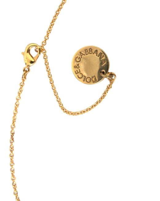 Dolce & Gabbana White Brass Chain Dog Heart Pendant Charm Necklace