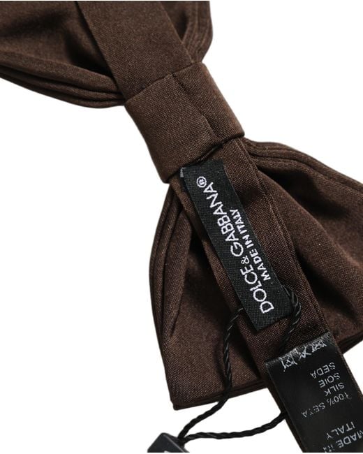Dolce & Gabbana Black Men Brown 100% Silk Adjustable Neck Papillon Bow Tie for men