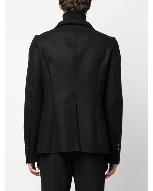 SAPIO Black Double-Breasted Cotton-Wool Blazer for men