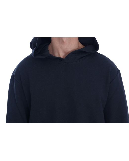 Daniele Alessandrini Blue Black Gym Casual Hooded Cotton Sweater for men