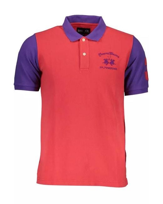 La Martina Pink Cotton Polo Shirt for men