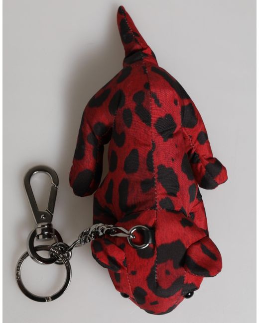 Dolce & Gabbana Red Polyester Animal Silhouette Keychain Keyring for men