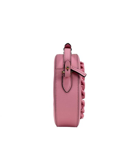 Versace Pink Round Disco Leather Camera Case Crossbody Bag