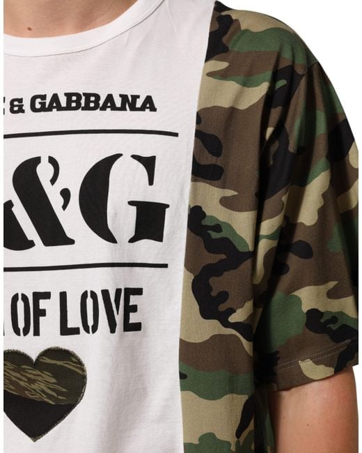 Dolce & Gabbana Black Logo Camouflage Crew Neck T-Shirt for men