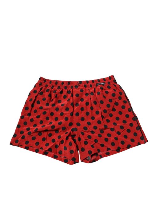 Dolce & Gabbana Red Silk Polka Dot Boxer Shorts Underwear for men