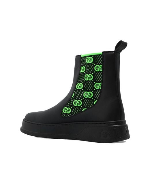 Gucci Green GG Leather Boots for men