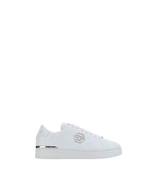 Philipp Plein White Calf Leather Bos Taurus Low Top Sneakers for men