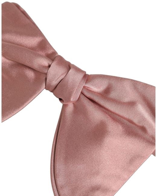 Dolce & Gabbana Men Pink 100% Silk Adjustable Neck Papillon Bow Tie for men