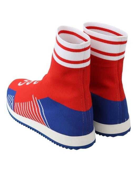 Dolce & Gabbana Red Sorrento Logo Sneakers Socks Shoes for men