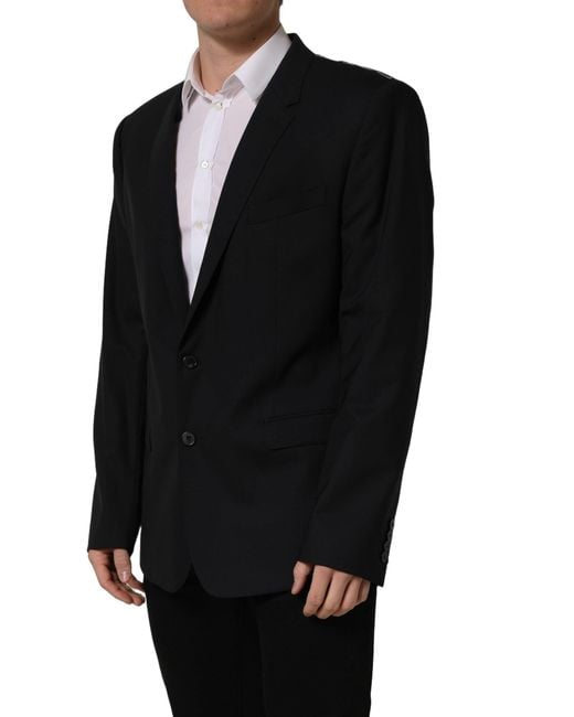 Dolce & Gabbana Black Wool Single Breasted Blazer Jacket for men