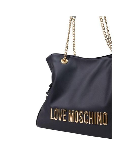 Love Moschino Blue Black Polyester Handbag