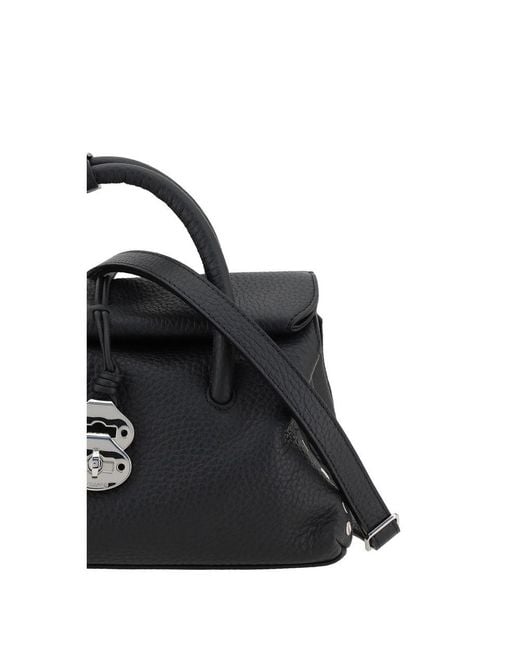 Zanellato Black Calf Leather Bos Taurus Shoulder Bag
